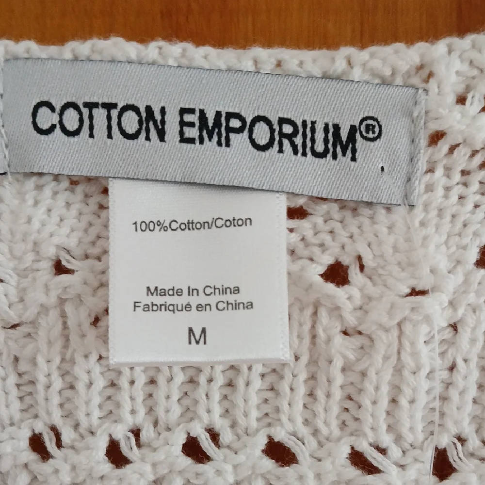 Cotton Emporium White Cropped Tie Front Tank Top M NWT - Picture 2 of 3